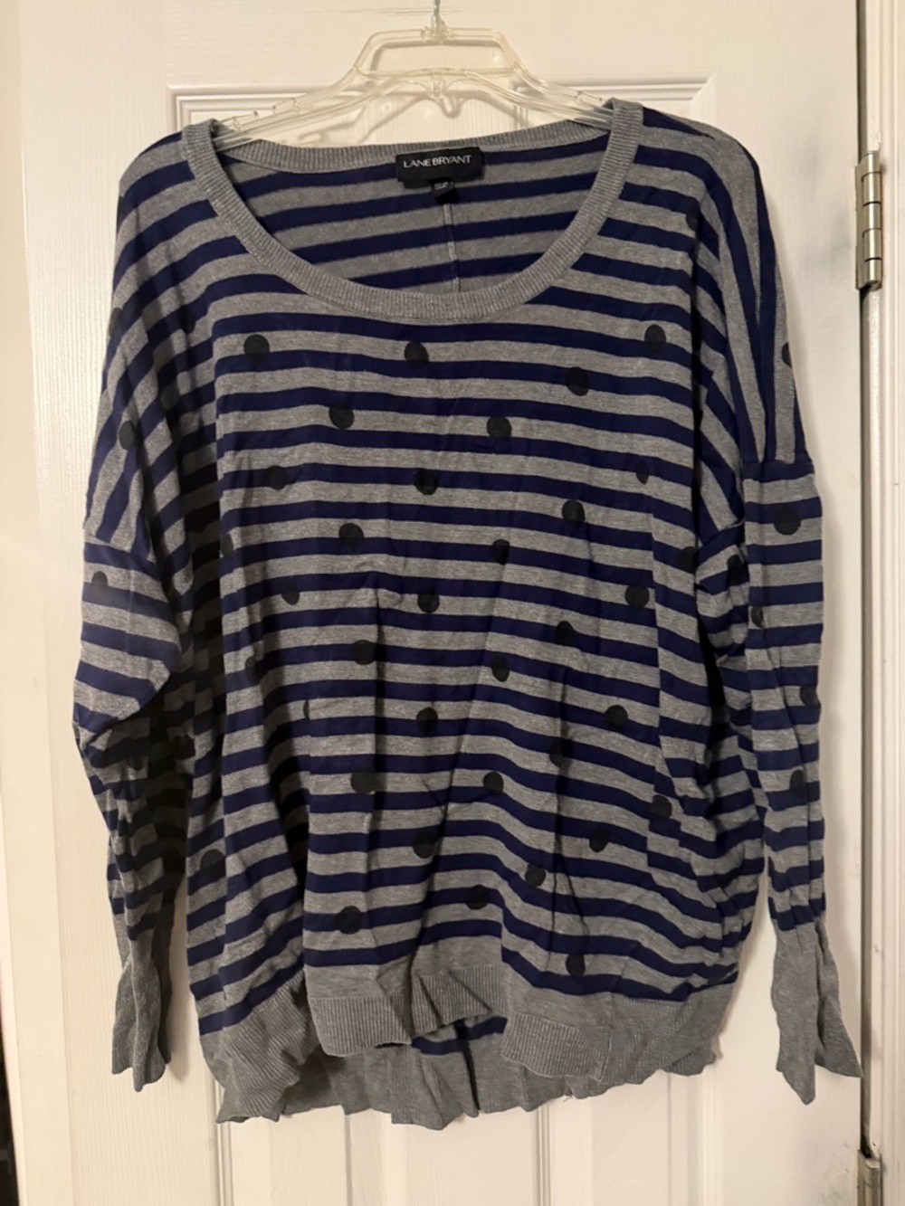 Lane Bryant Navy & Gray Striped Sweater